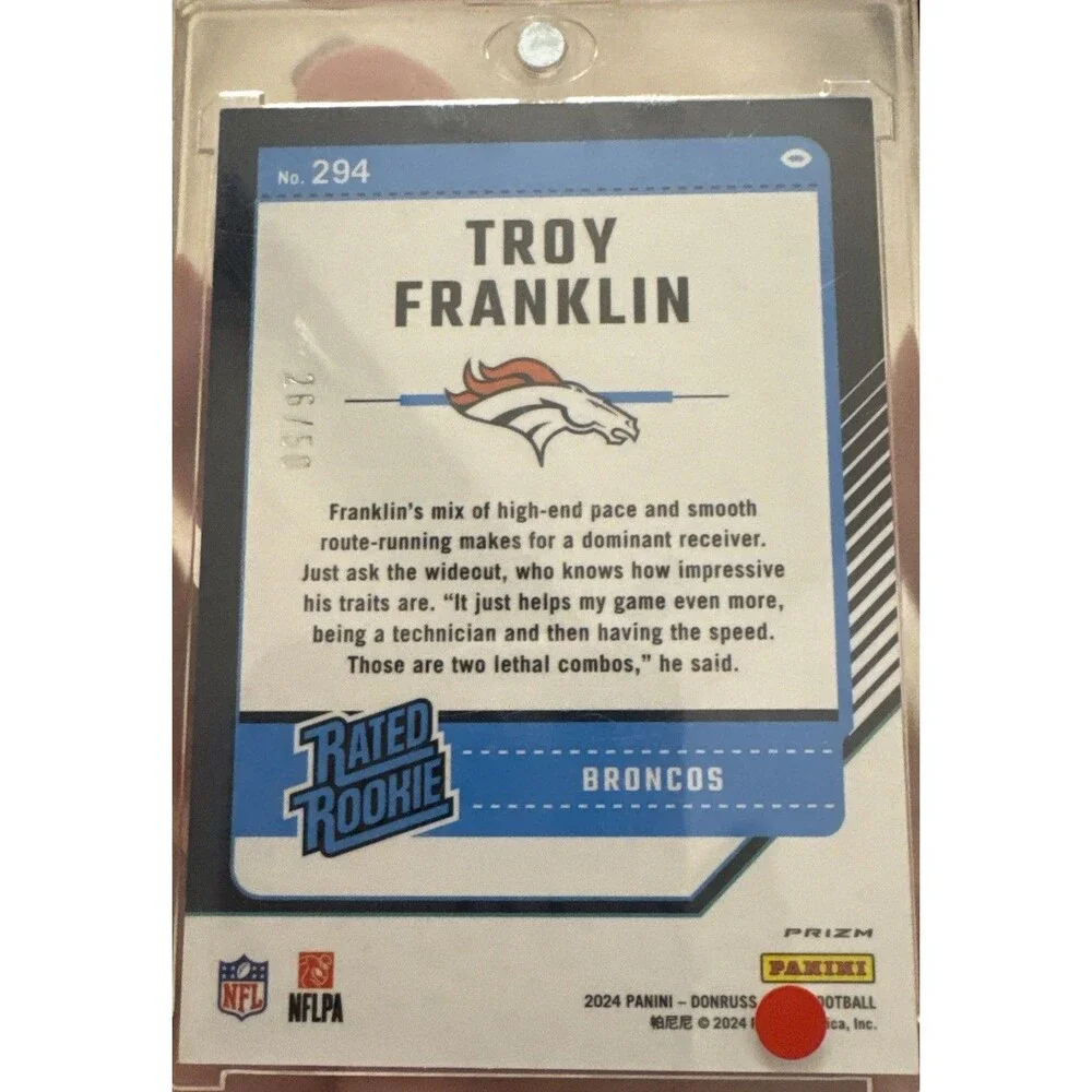 TROY FRANKLIN 2024 Donruss Optic Lime Green Prizm Rated Rookie /50 #294